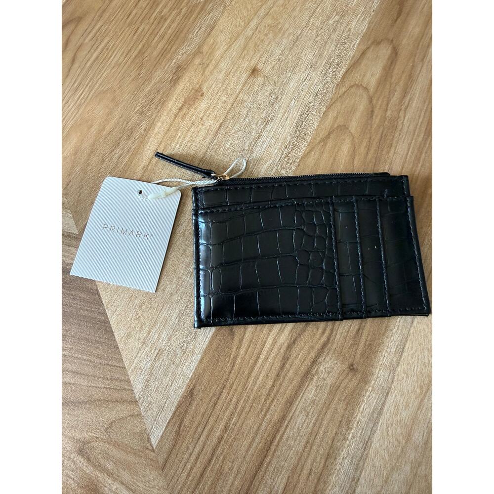 NWT Primark Black Faux Leather Croc Stamped Card Wallet - Picture 1 of 5
